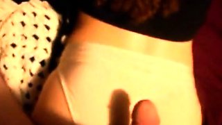 Cum on her panties - amateur CFNM fun