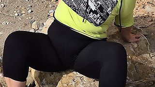 Horny Wife Masturbates on the Beach