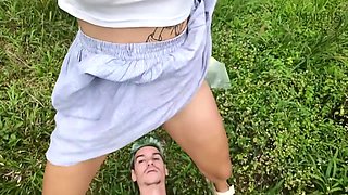Lesbian Femdom Facesitting on Hairy Pussy and Big Tits
