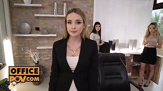 Petite Teens Foursome POV - Hardcore Office Fuck with Anal & Blowjob