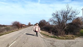 Little Whore Strips off Her Red Bodysuit on the Highway Part 3