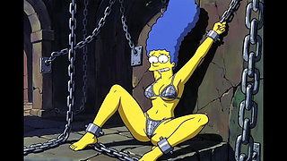 Slut in Chains Takes His Cum. Erotic Fantasy. Cartoon Parody of the Simpsons