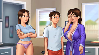 Summertime Saga - Busty MILF Landlady Helps Tenant's Wet Dream, They Get Caught! 3D Hentai XXX