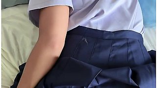 An 18-year-old Thai Student In School Uniform Gets Fucked By A Big White Cock