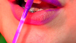 ASMR slowly lipstick tease
