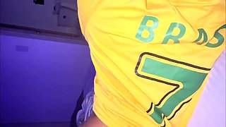 Brazilian babe enjoys POV doggystyle in national team's jersey