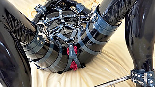 OnlyFans teaser - Anal fun in latex catsuit with built-in vaginal and anal condoms!