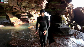 Wetsuit Cave Encounter: Secret Fun with Mysterious Stranger