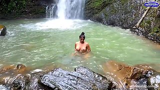 Curvy brunette shares passionate outdoor big cock encounter