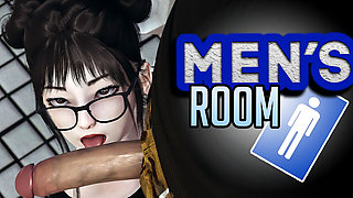 Men's Room. Asian Woman Wanted to Swallow a Stranger's Big Black Cock in the Toilet After Urinating. Emptie41