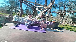 JOI POV Yoga Pants Stretching with Tattooed Neighbor Anuskatzz