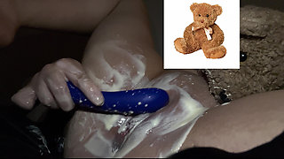 4k-ASMR YOGURT FOOD FETISH- KINKY STEPSISTER MASTURBATES WITH DILDO- CUMFLATION HENTAI-  -ARABIAN SNOWWHITE