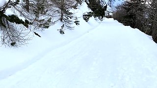 Public Blowjob on a Walking Trail with a Busty Amateur Teen