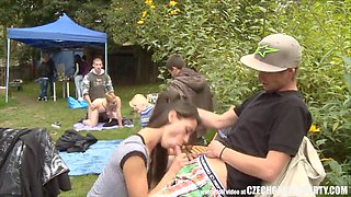 Wild outdoor sex party at the garden during the garden party