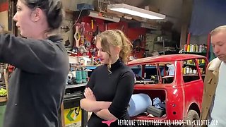 Lyna Jade Dominates Garage Customers with Rough Anal and Strap-On Punishment