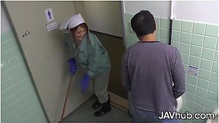 A Japanese Housekeeper Seduce A Man At The Theater Toilet Room