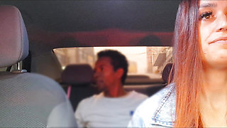 Naughty app driver catches gifted passenger masturbating from behind!