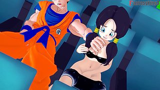 Android eighteen in a bikini getting down in this anime adventure