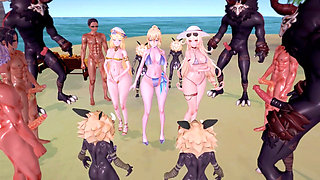 Genshin Impact - Genshin Girls in Hilichurl Beach Camp 2 - Rough Sex - 3D Hentai Animations