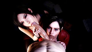 3D Compilation: Resident Evil Claire Missionary Anal Fuck Ada Wong Face Fuck Threesome Uncensored