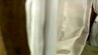 Small tit brunette gives a nice hard blowjob and fuck