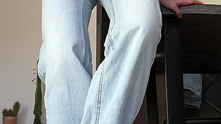 Omorashi Girl Wetting Her Jeans On Purpose: Got Desperate With Huge Bladder Bulge To Piss My Pants For You
