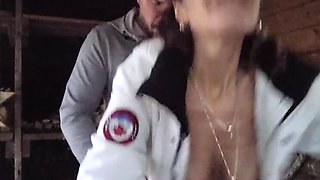 Horny Wife Gets Fucked Doggy Style While Chopping Wood Outside - Amateur Homemade HD