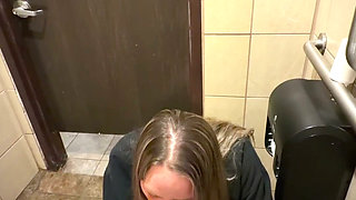 Wife Almost Caught Sneaking in to Restroom to Get Fucked