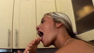 Hot brunette foot fetish play