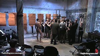 Bound babe group fucked in public 2