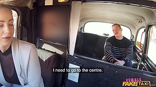 Nathaly Cherie gets pounded hard in her Taxi ride - Big tits blonde babe gets a cumshot