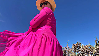 Pink Transparent Robe - Beach Tits Tease & Ass Worship