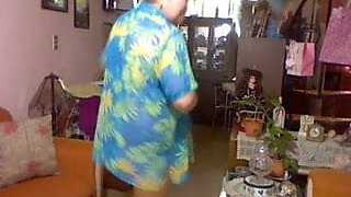 Old woman is dancing in her pantyhose 2