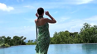 Teasing at the Pool in Micro Bikini, Swimming