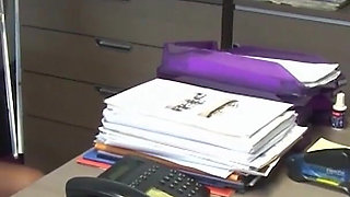 Hot nerdy secretary does deepthroat and fucks huge cock