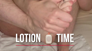 Cspot Rubs Lotion on Their Feet