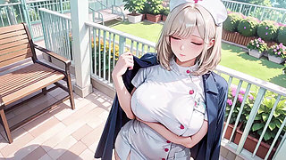 Blonde Nun Nurse! Lazy Kneeling on the Hospital Bed, Hand Cupping Her Soft Breast with a Hazy Gaze