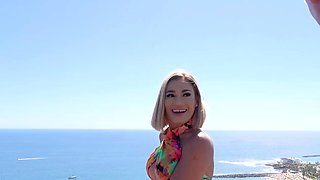 Blonde Mallorca tourist fucked by 2 German vacationers