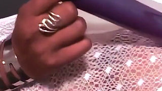 Big Tit Ebony Babes Play with Dildo on Bed