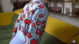 Beautiful slender brunette Ana Moloko stimulates her shaved pussy