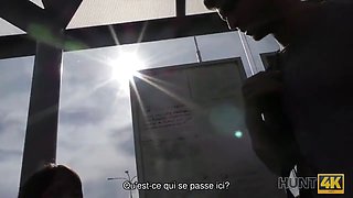 Hunt4k. Angella Christin from bus station comes to service