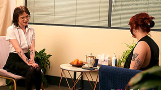 Cute Intern with Big Clitoris Gets Her Meaty Pussy Licked and Fingered by Her Lesbian Boss