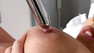 Curvy chubby babe in stockings Kerry Marie rubs her shaved pussy