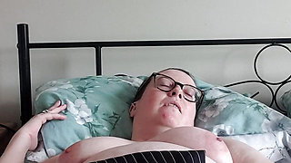 Naughty Secretary playing with pussy