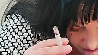 POV: My Busty Stepmom Nicole Smokes a Cigarette While Sucking My Stepfather's Cock Until He Cums in Her Mouth.