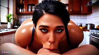 Latina COUGAR Deepthroats and Nails in the Kitchen (4K AI Animated)