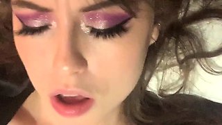 Cute curly brunette solo webcam masturbation