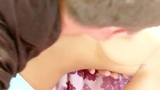 Blonde skinny teen gets fucked by step brother during home workout