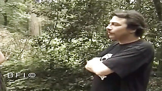 Tied up milf gets punished outdoors