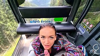 Zuzu likes adrenaline blowjob in the mountains cable car